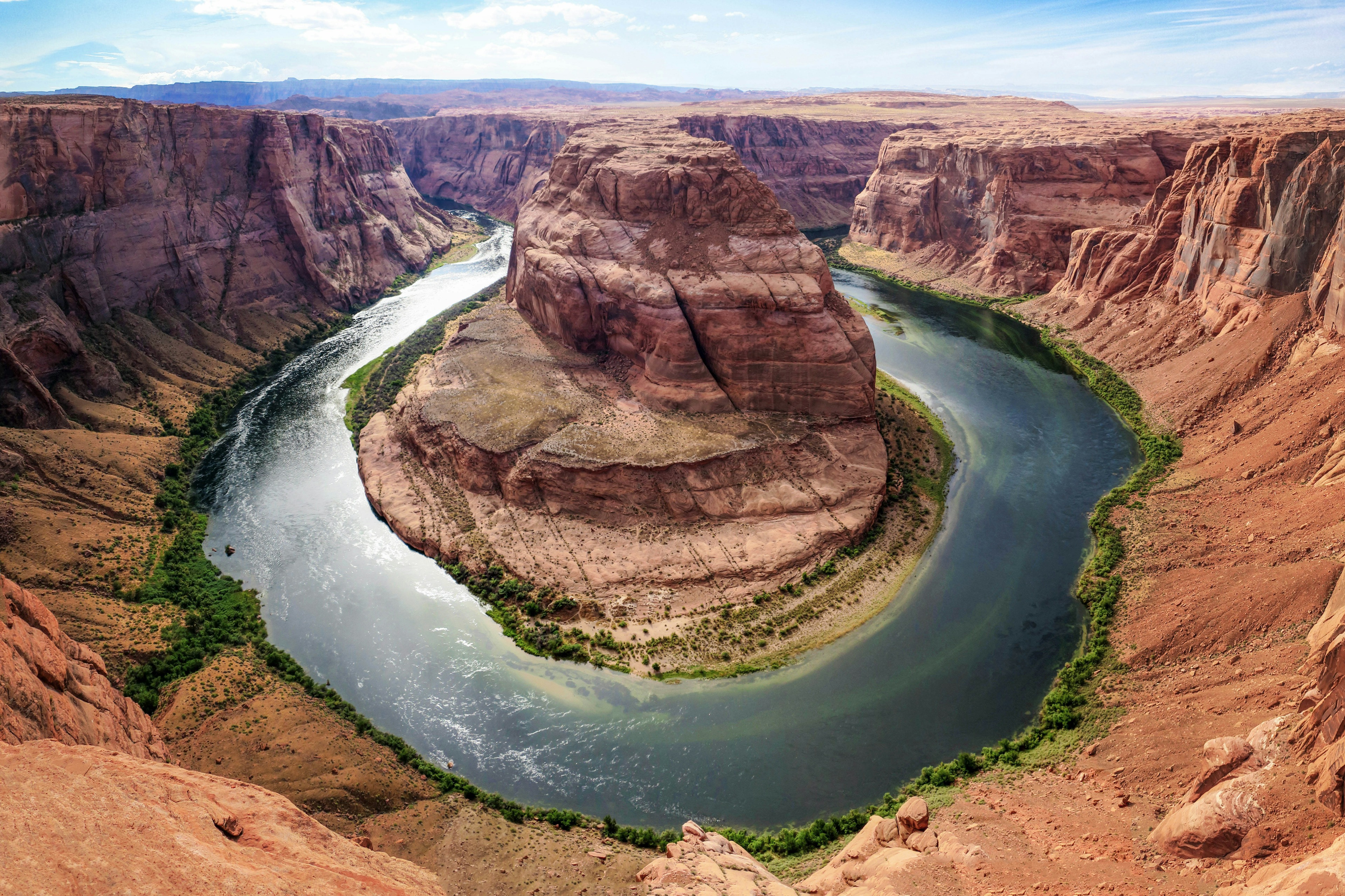 Antelope Canyon Navajo Tour - Spectacular 1,000-foot drop view of Horseshoe Bend and emerald green Colorado River at sunset